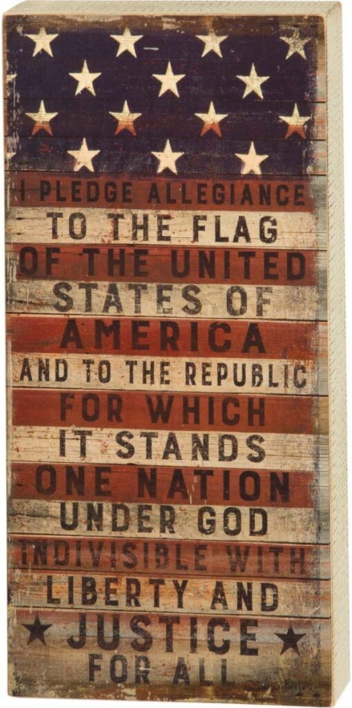 pledge of allegiance box sign